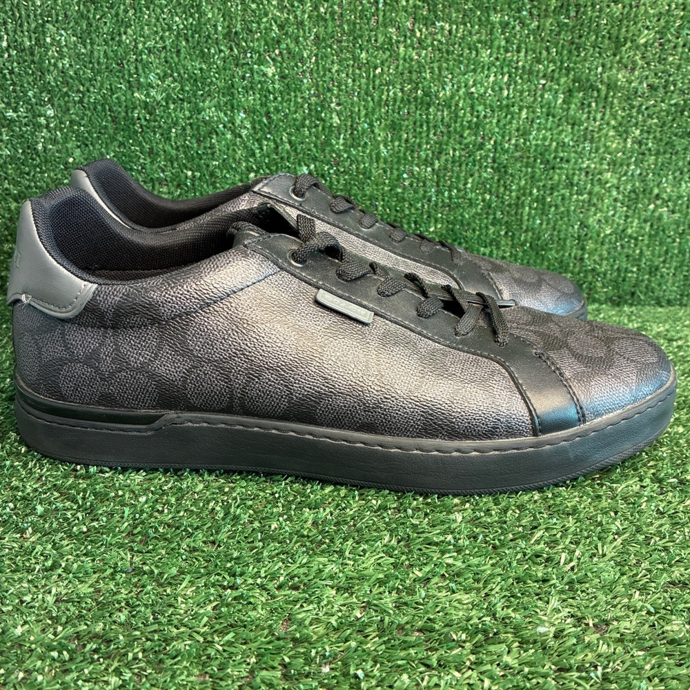 NEW Coach Lowline Low Top Signature Monogram C Logo Sneakers Black Mens Sz 11.5D